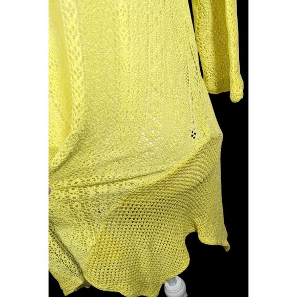 XCVI Summery Yellow Asymmetrical Crochet Swim Coverup - Picture 4 of 10